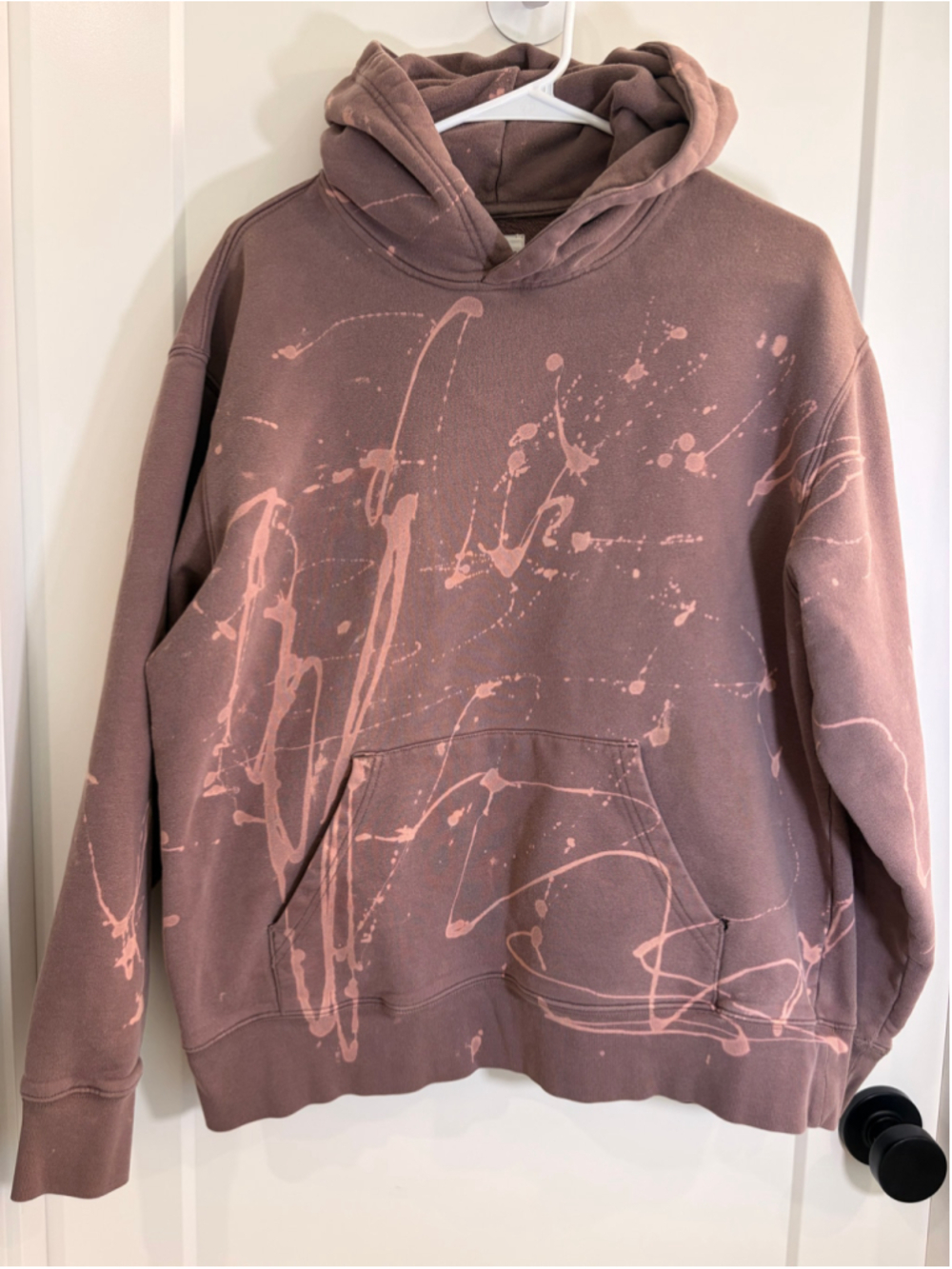 MeUndies French Terry Pullover Hoodie Custom Bleached Splatter Size XL